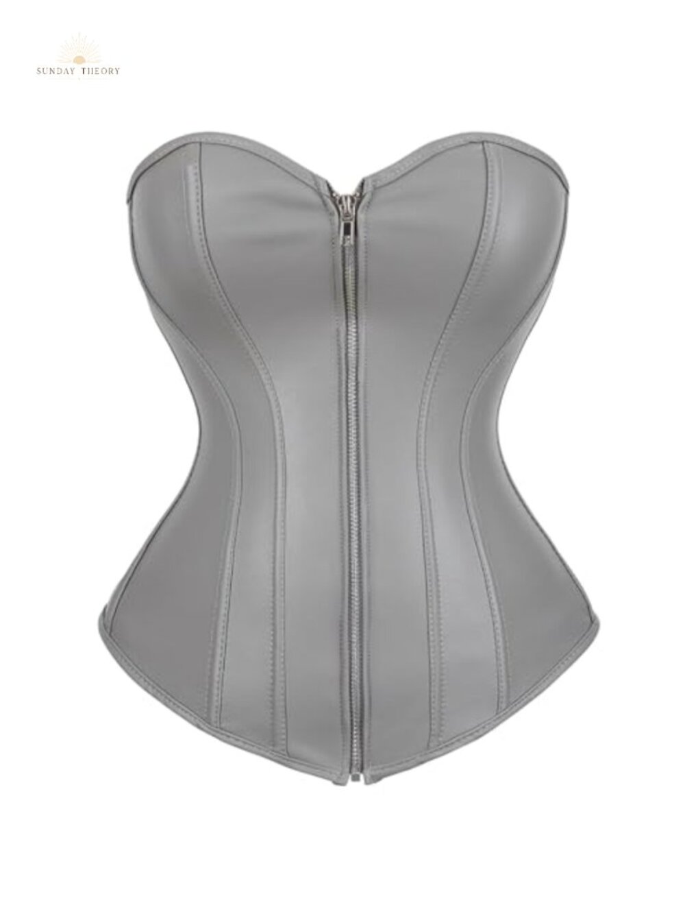 Faux Leather Corset Top Steampunk Bustier Zipper Lace Up